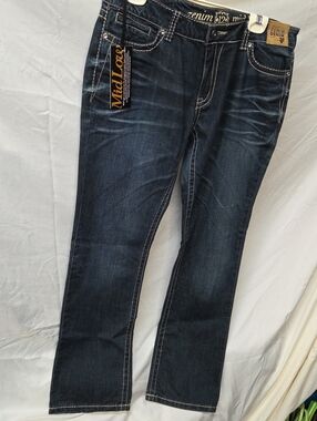 Zenim Dark Blue Boot Cut Jeans with Contrast Stitching Women's 12